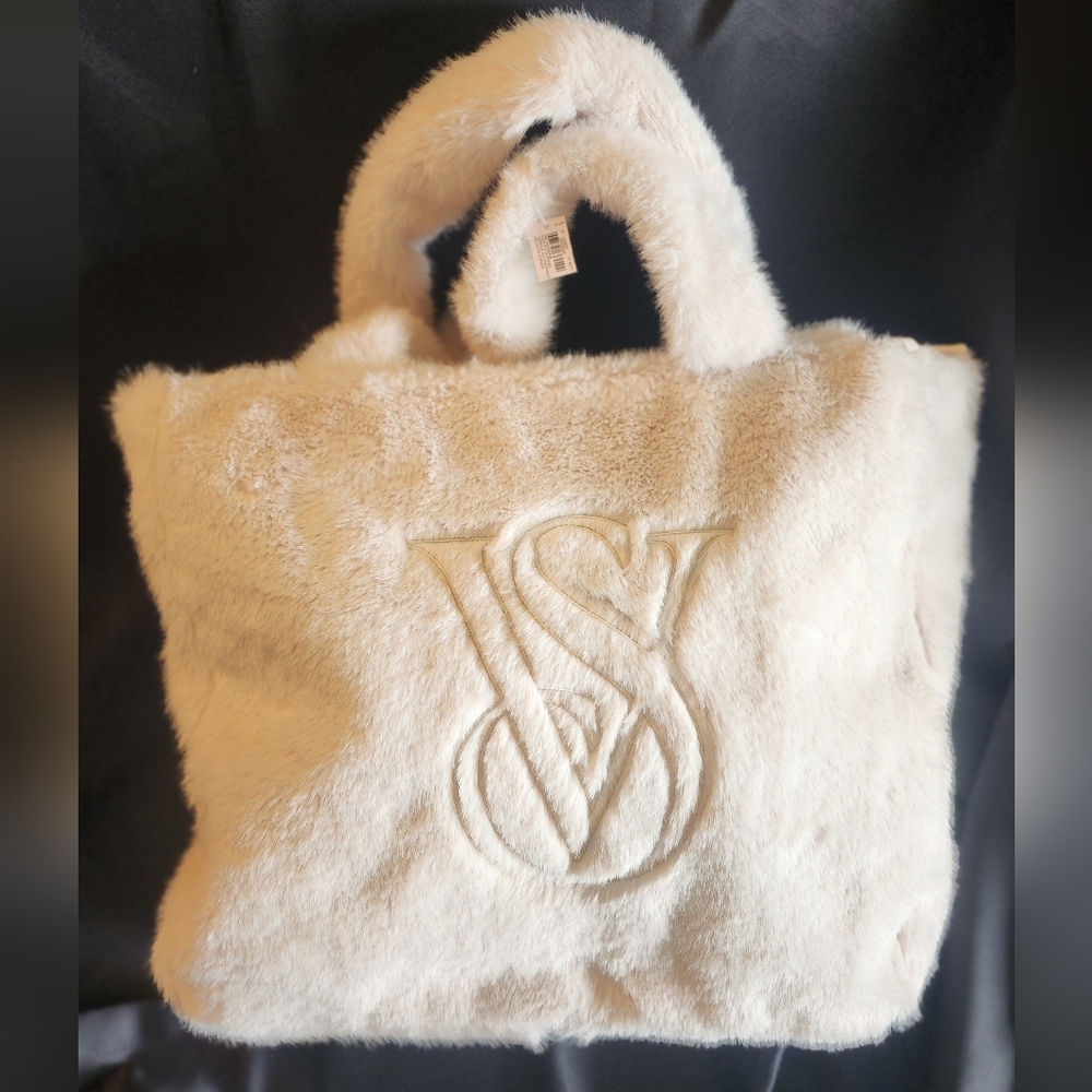 Victoria's Secret Cream Faux Fur Tote